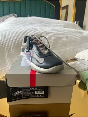Prada Men’s Low-Top Sneakers in Black, Gray, Cream